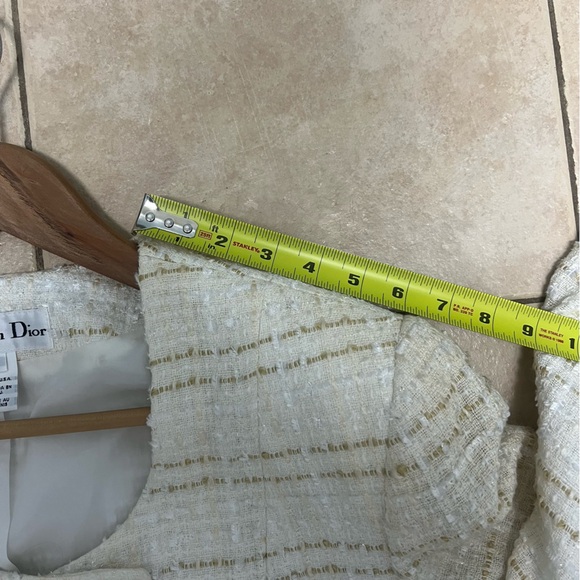 Christian Dior Women’s Blazer Size 12 White And Gold Tweed Jacket Vintage - Picture 14 of 14